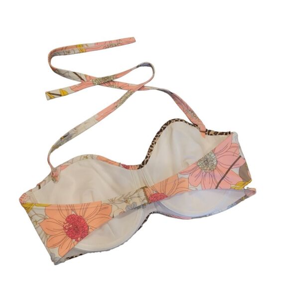 Victoria Secret Floral Leopard RIO TWIST BANDEAU HALTER PUSH UP SWIM TOP 34DD - Picture 7 of 10